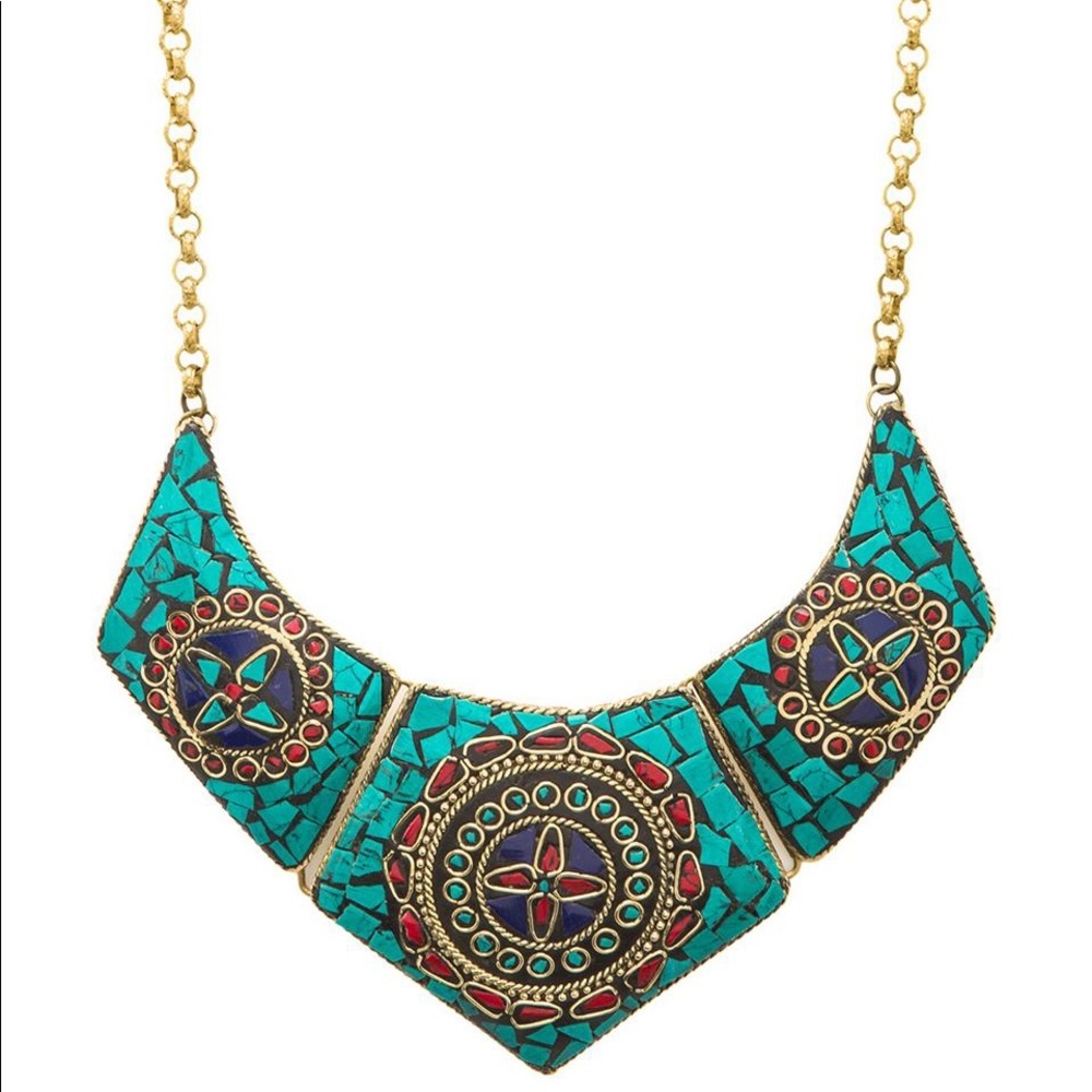Natalie B Chevry Necklace in Turquoise Brass